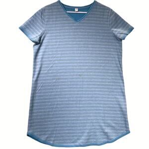 Sonoma Striped Mid Weight Short Sleeve Sleep Tee Shirt Size L Blue Gray Yellow